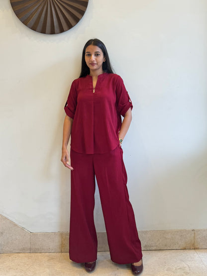 #MBA1812 Casual coord set- Maroon