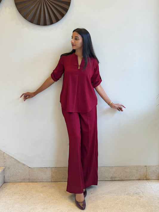 #MBA1812 Casual coord set- Maroon