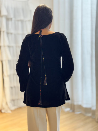 #MBA2061 Velvet short kurti- Black