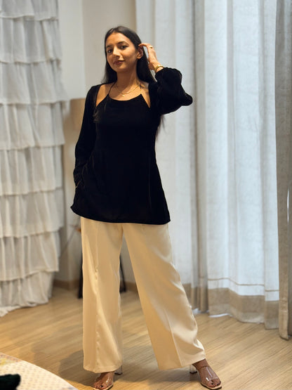 #MBA2061 Velvet short kurti- Black