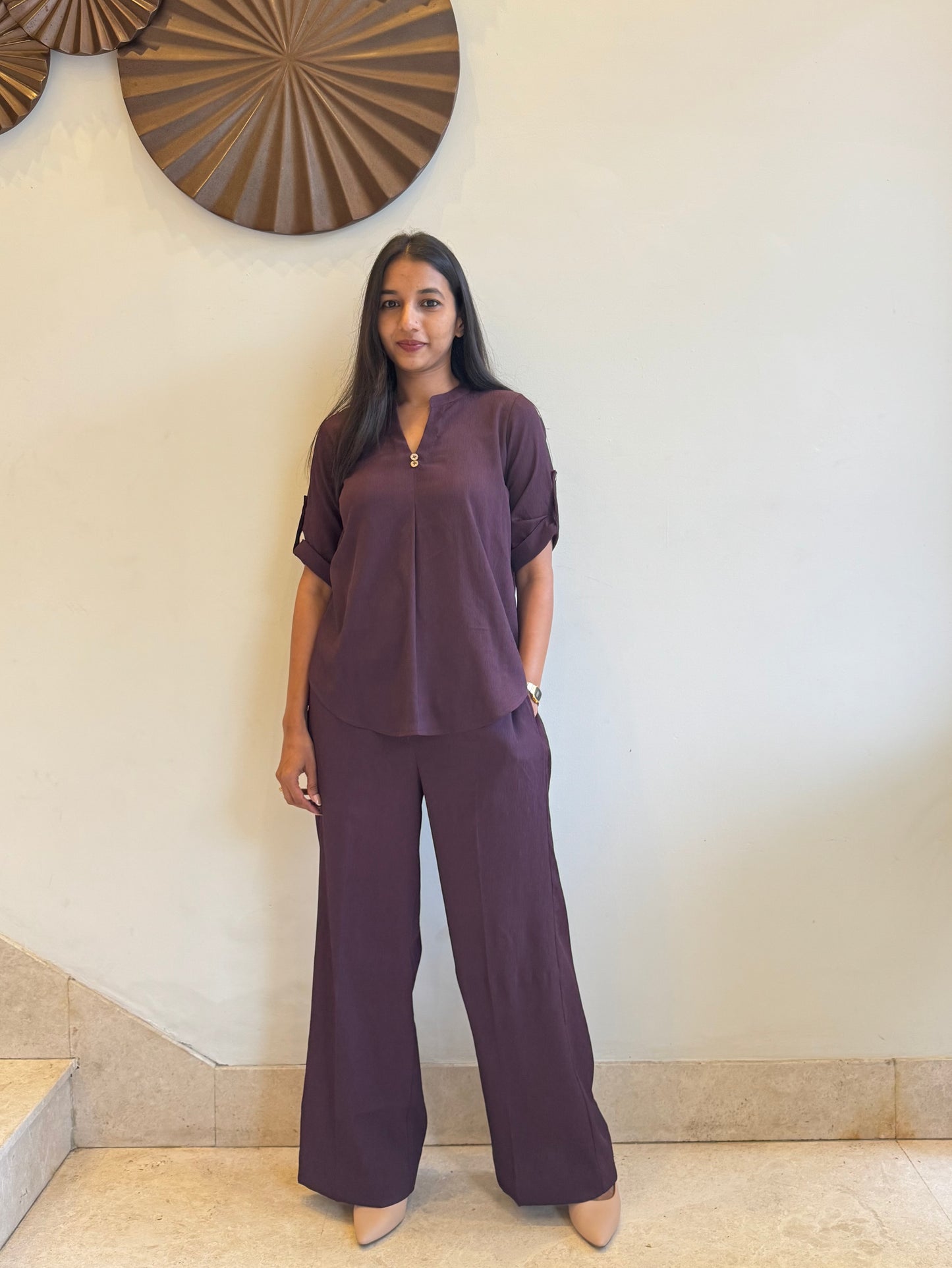 #MBA1814 Casual coord set- Wine