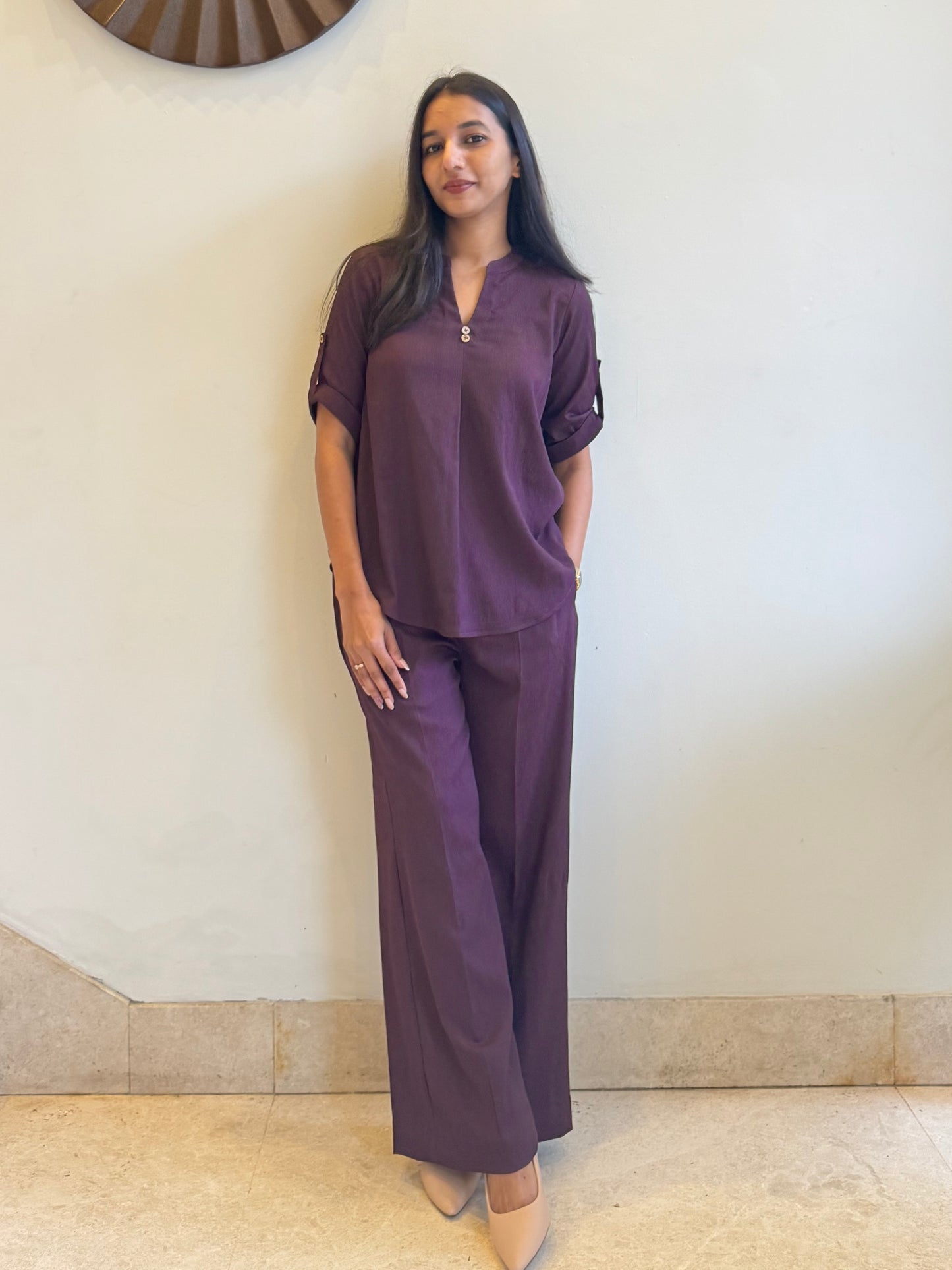 #MBA1814 Casual coord set- Wine