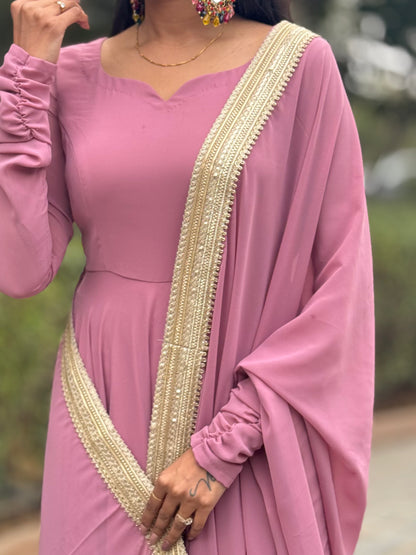 #MBA1050 Raima anarkali and dupatta- Mauve