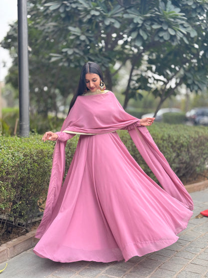 #MBA1050 Raima anarkali and dupatta- Mauve