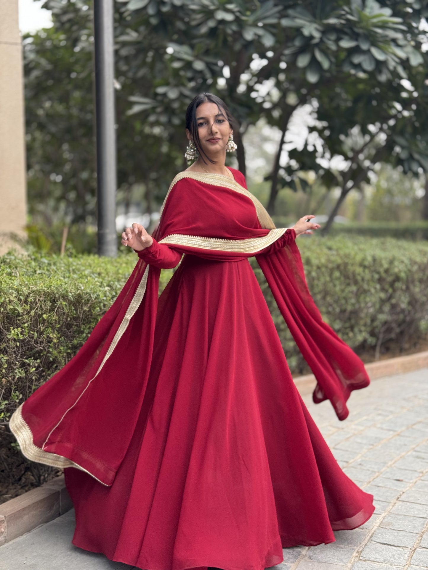 #MBA1330 Raima anarkali and dupatta-Maroon