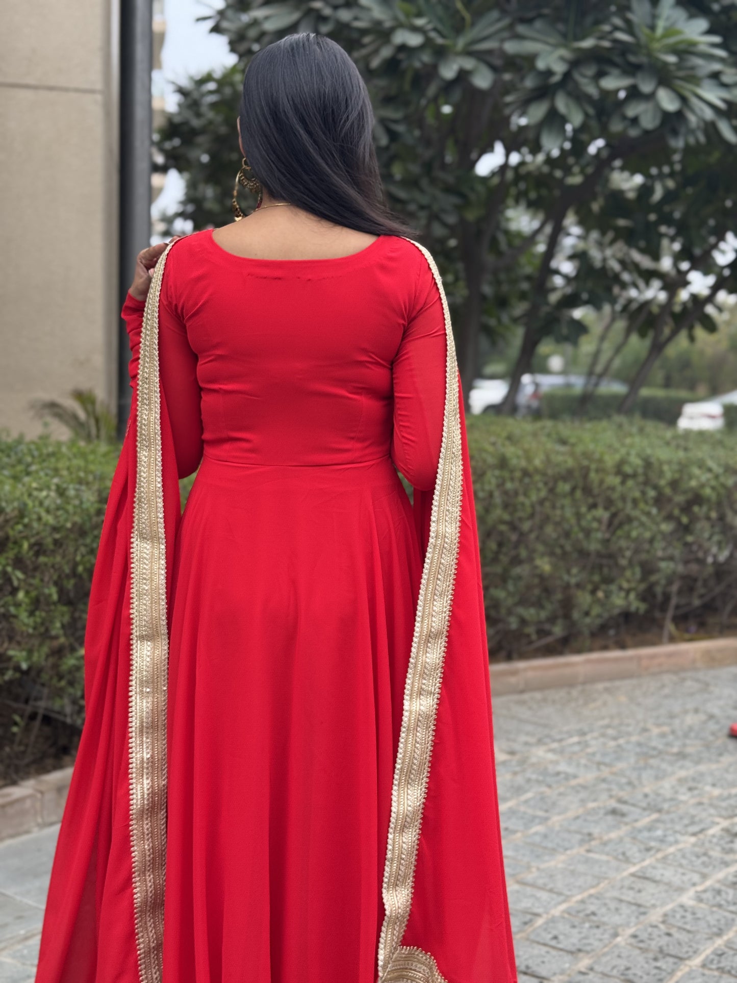 #MBA1334 Raima anarkali and dupatta- Red