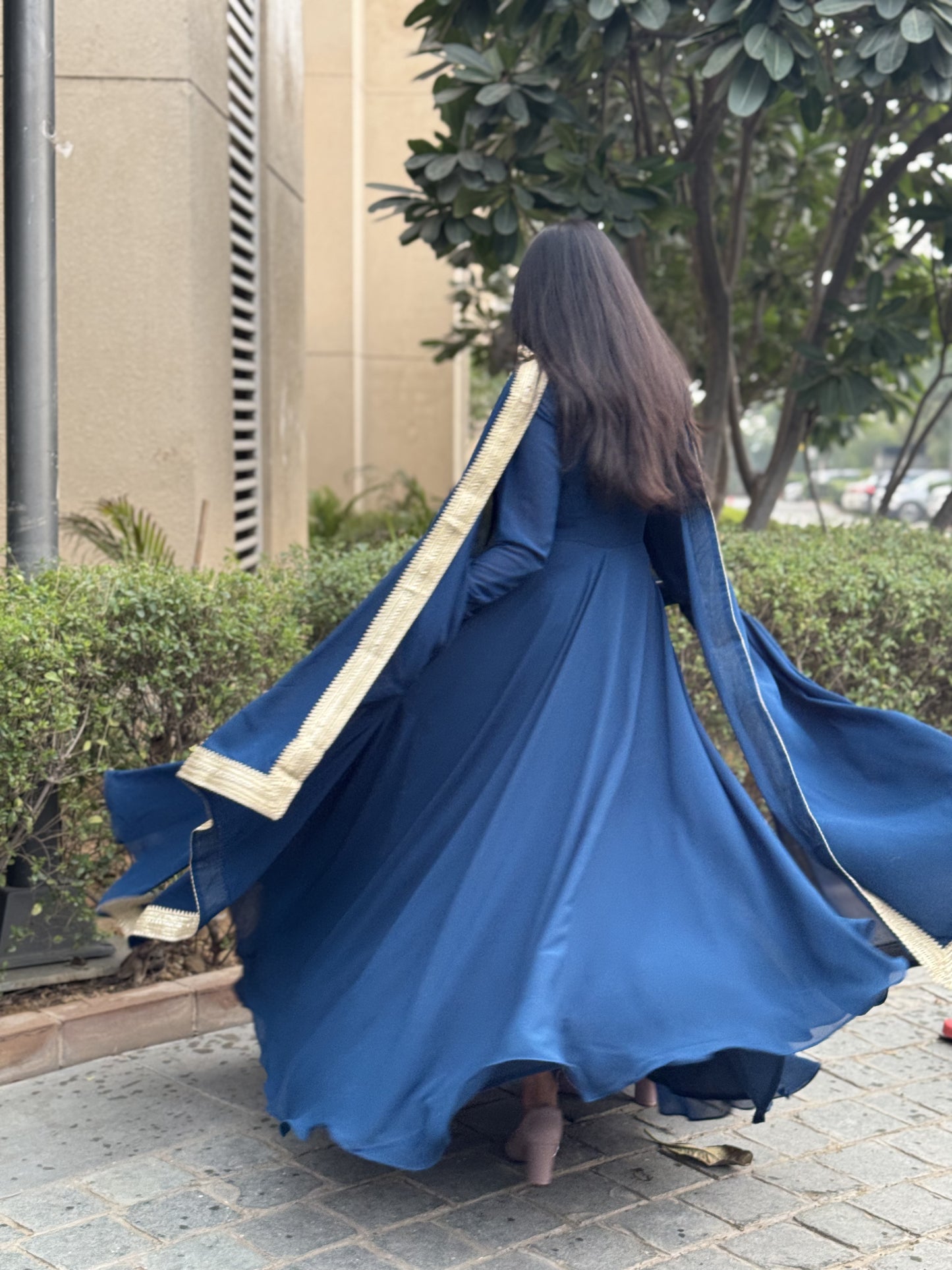 #MBA1049 Raima anarkali and dupatta- Peacock blue