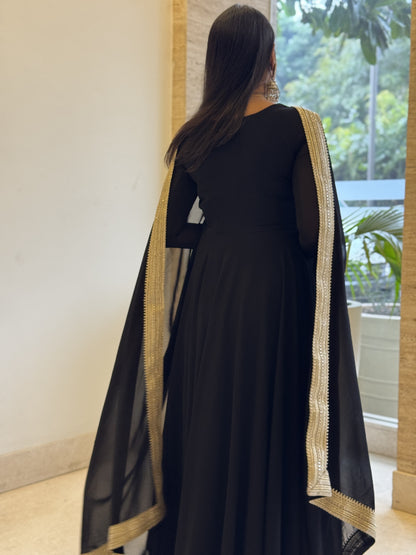 #MBA1332 Raima anarkali and dupatta-Black