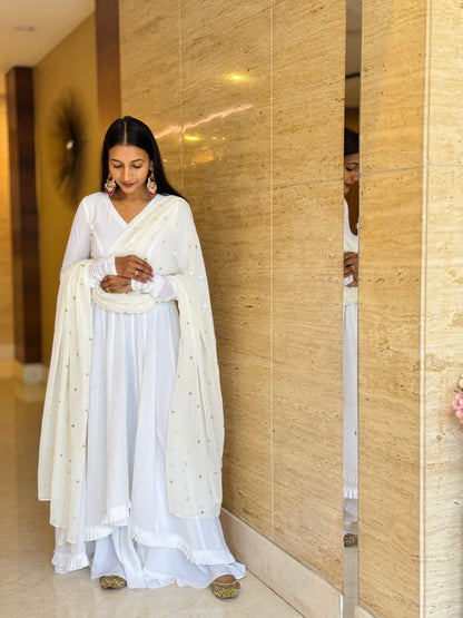 #MBA1820 High low anarkali set- white