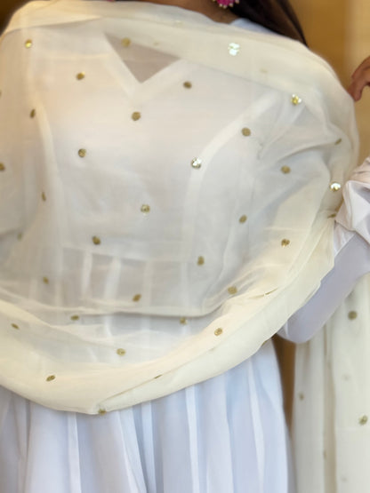 #MBA1820 High low anarkali set- white