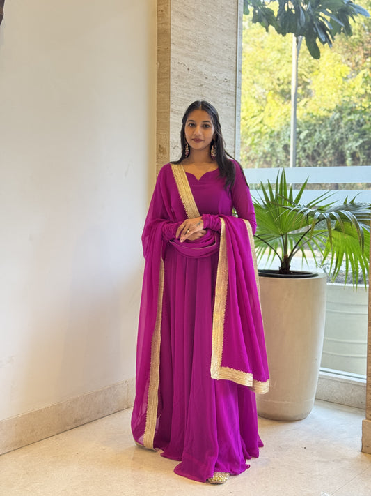 #MBA1819 Raima anarkali and dupatta- Fuschia purple