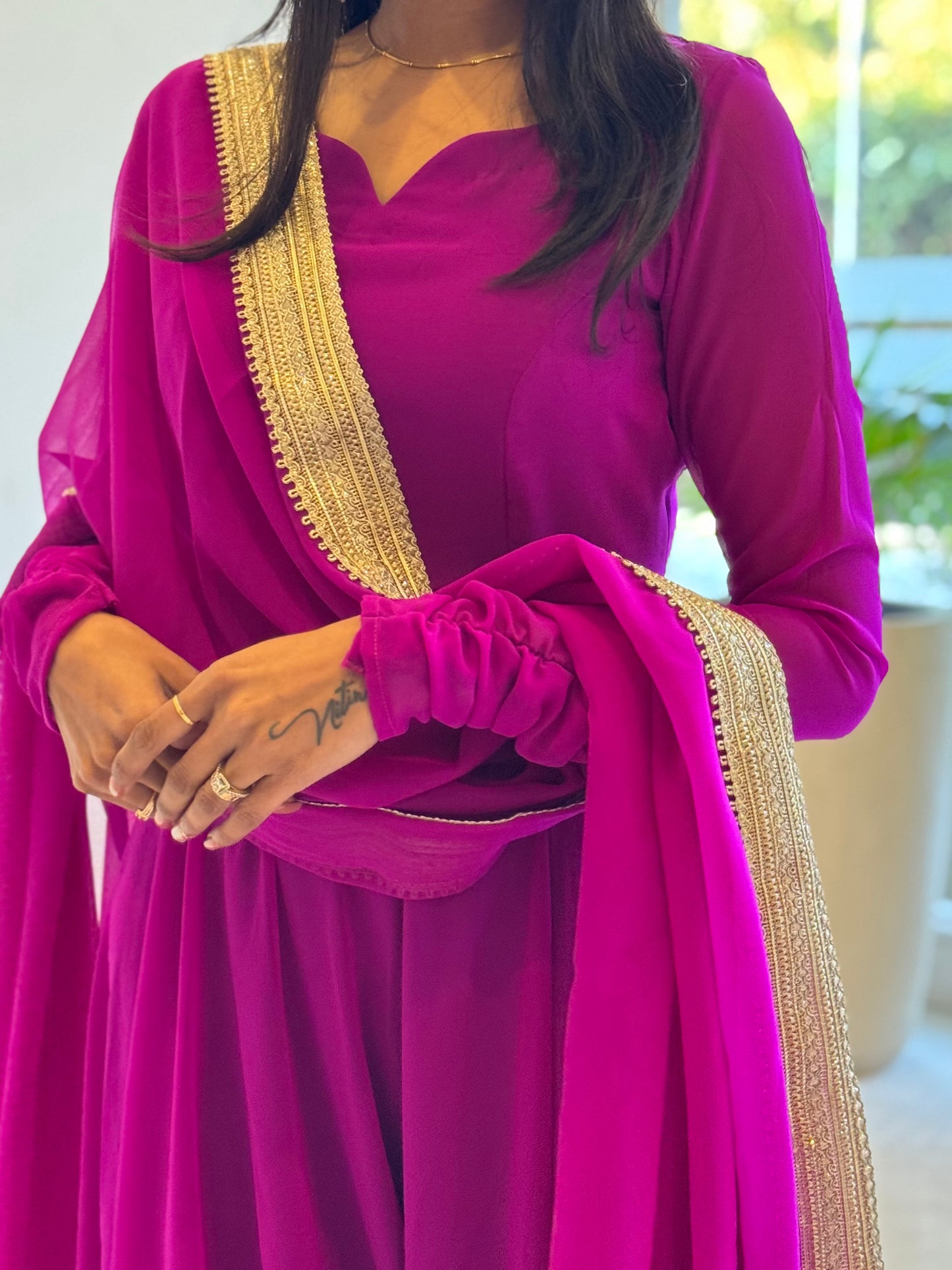 #MBA1819 Raima anarkali and dupatta- Fuschia purple