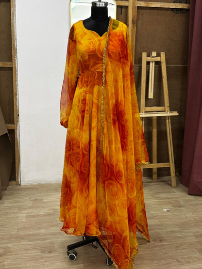 Yellow Gulaabo anarkali and dupatta