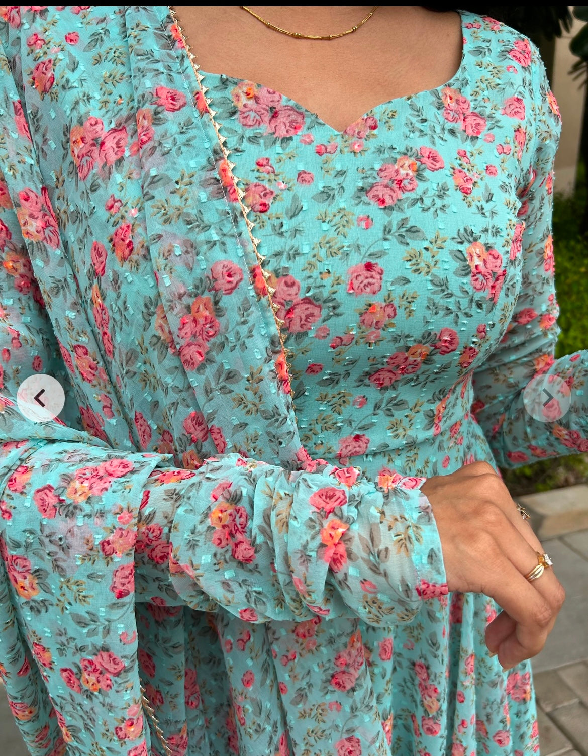 #MBA1832 Bahar gota anarkali and dupatta- sky blue