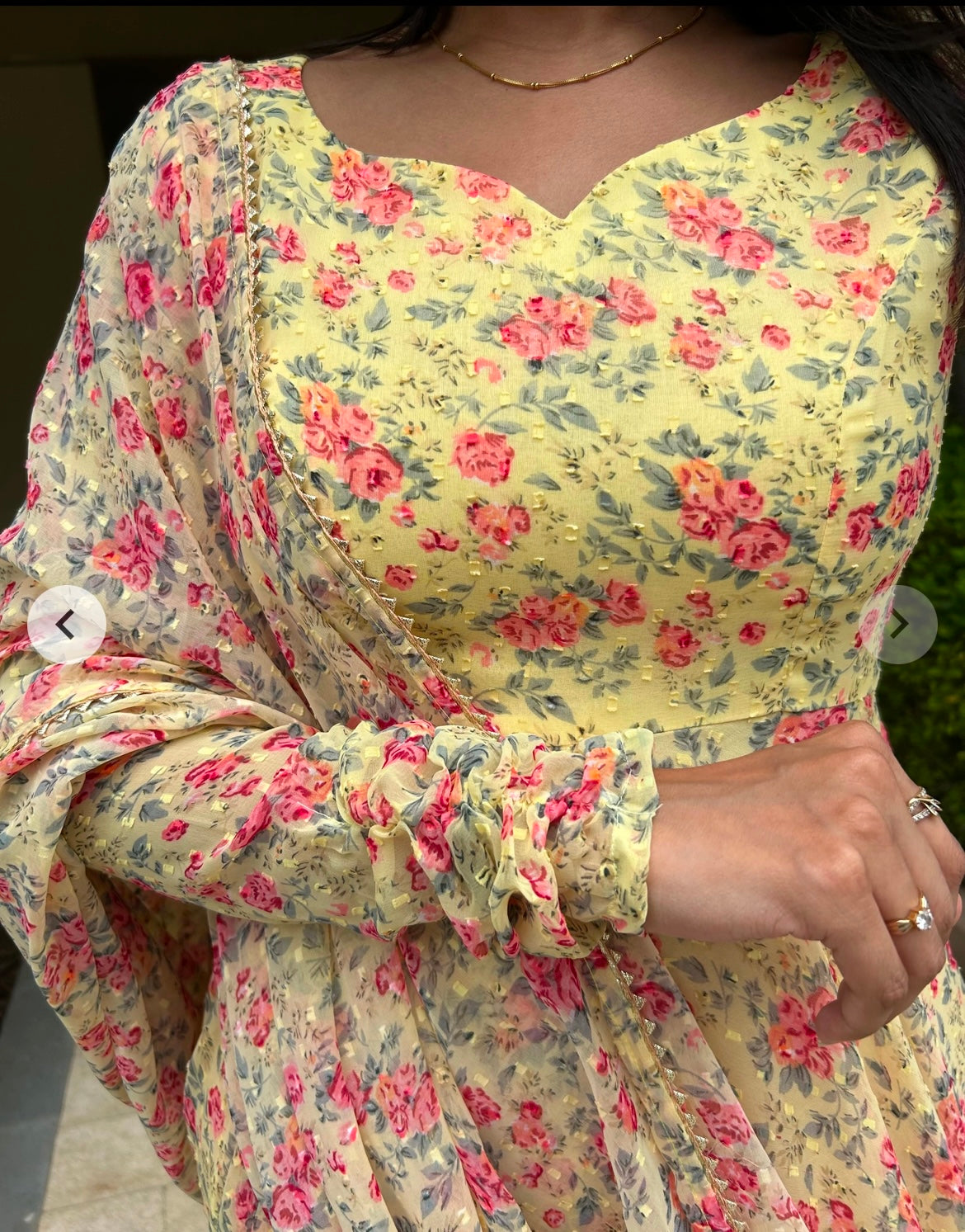 #MBA1831 Bahar gota anarkali and dupatta- yellow